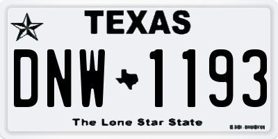 TX license plate DNW1193