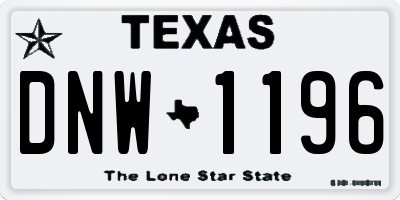 TX license plate DNW1196