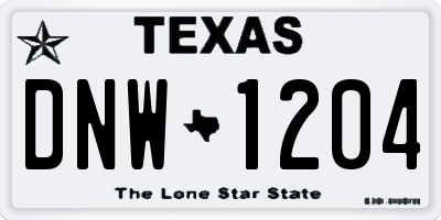 TX license plate DNW1204