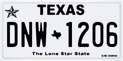TX license plate DNW1206