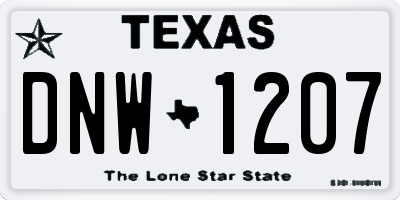 TX license plate DNW1207