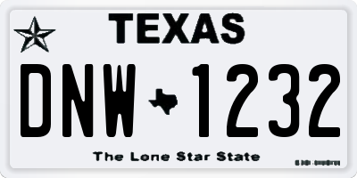 TX license plate DNW1232