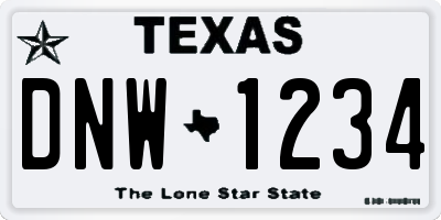 TX license plate DNW1234