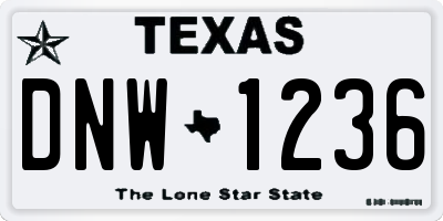 TX license plate DNW1236