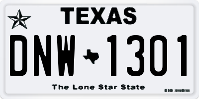 TX license plate DNW1301