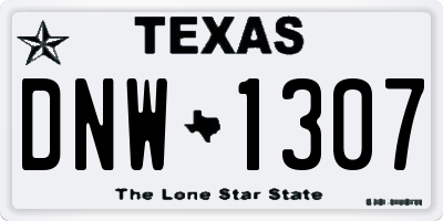 TX license plate DNW1307