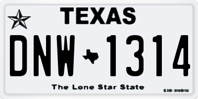 TX license plate DNW1314