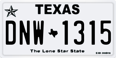 TX license plate DNW1315