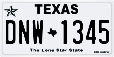 TX license plate DNW1345