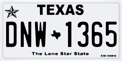 TX license plate DNW1365