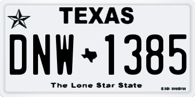 TX license plate DNW1385