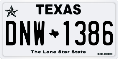 TX license plate DNW1386