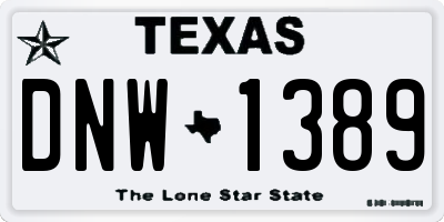 TX license plate DNW1389