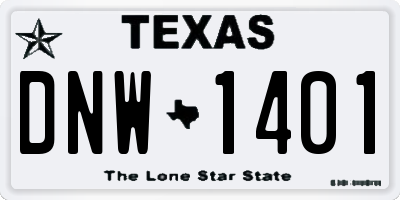 TX license plate DNW1401