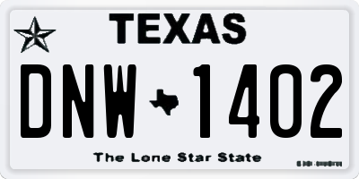 TX license plate DNW1402