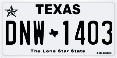TX license plate DNW1403