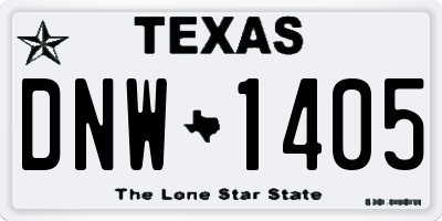 TX license plate DNW1405