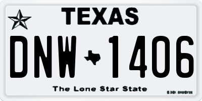 TX license plate DNW1406