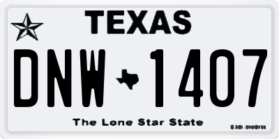 TX license plate DNW1407