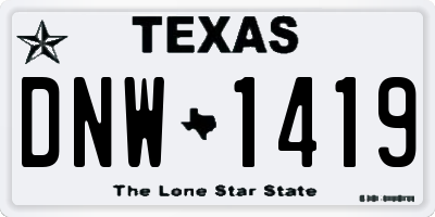 TX license plate DNW1419