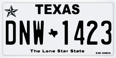 TX license plate DNW1423