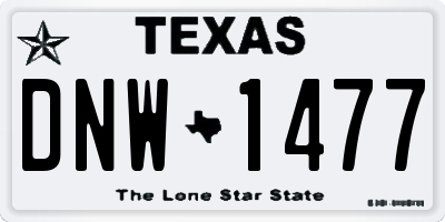 TX license plate DNW1477