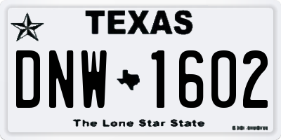 TX license plate DNW1602