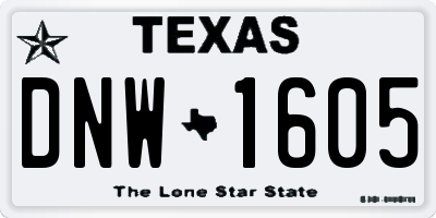 TX license plate DNW1605