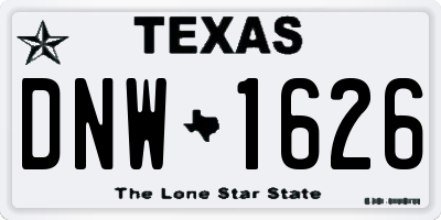 TX license plate DNW1626