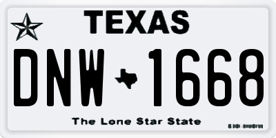 TX license plate DNW1668