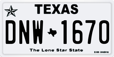 TX license plate DNW1670