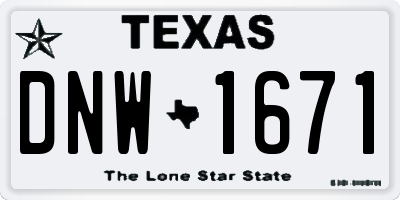 TX license plate DNW1671