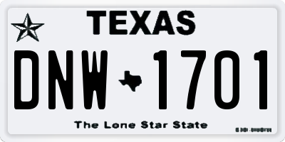 TX license plate DNW1701