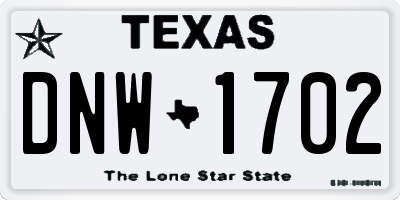 TX license plate DNW1702
