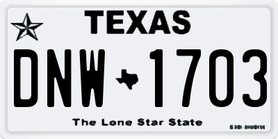 TX license plate DNW1703