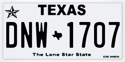 TX license plate DNW1707