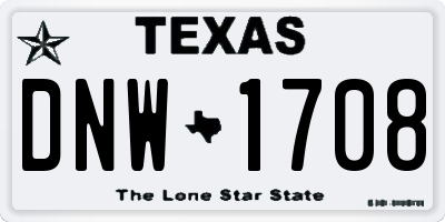 TX license plate DNW1708