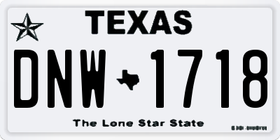 TX license plate DNW1718