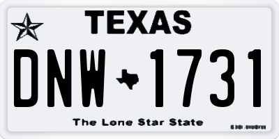 TX license plate DNW1731