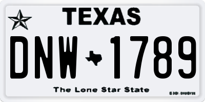 TX license plate DNW1789