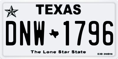TX license plate DNW1796