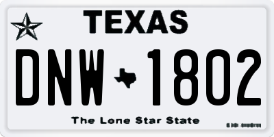 TX license plate DNW1802