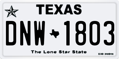 TX license plate DNW1803