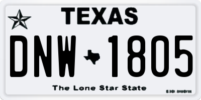 TX license plate DNW1805