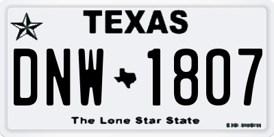 TX license plate DNW1807