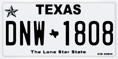 TX license plate DNW1808