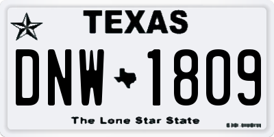 TX license plate DNW1809