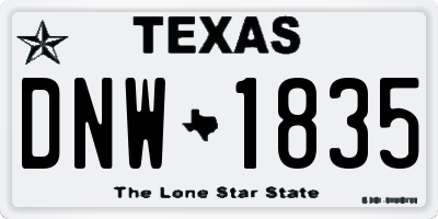 TX license plate DNW1835
