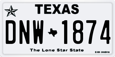 TX license plate DNW1874