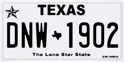 TX license plate DNW1902